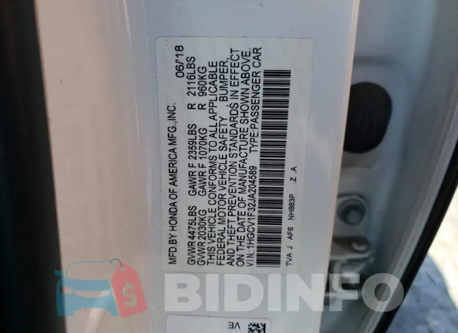 1HGCV1F32JA204589 Photo# 10