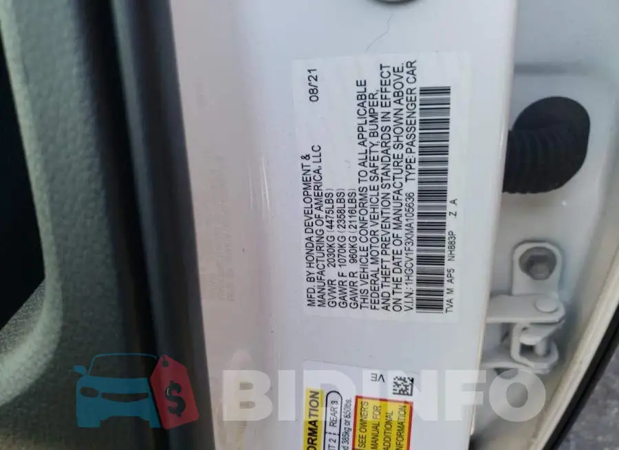 1HGCV1F3XMA105636 Photo# 10