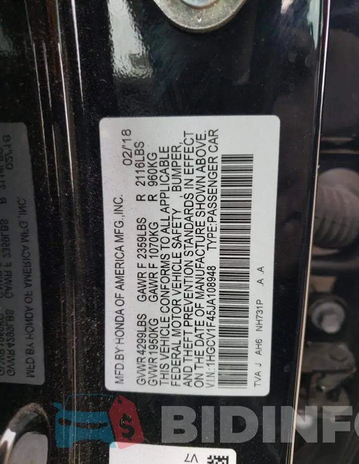 1HGCV1F45JA108948 Photo# 10