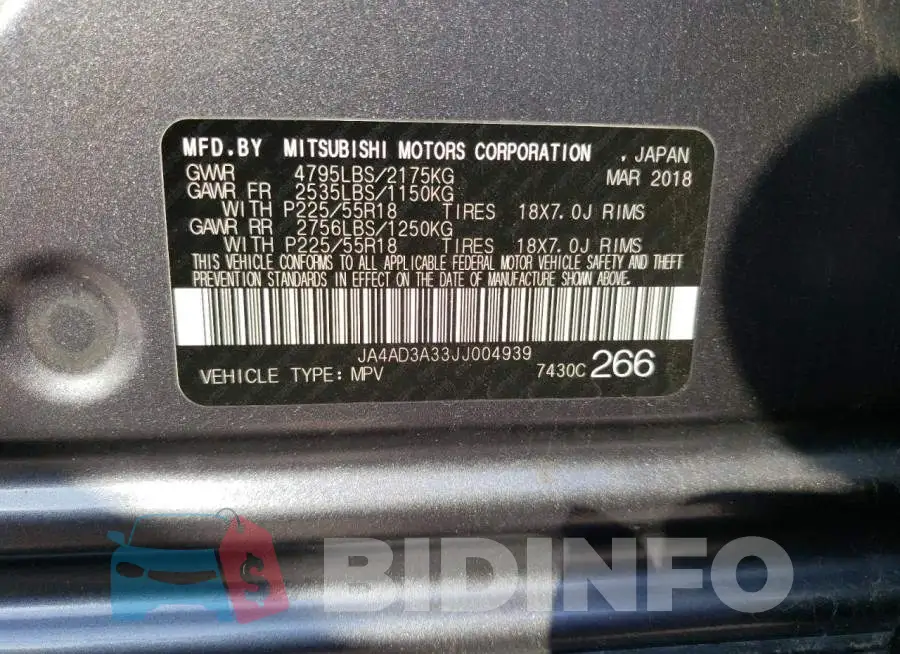 JA4AD3A33JJ004939 Photo# 10