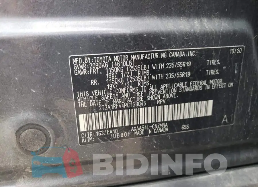 2T3A1RFV4MC158045 Photo# 10