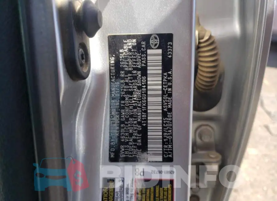 4T1BF1FK6GU184106 Photo# 10