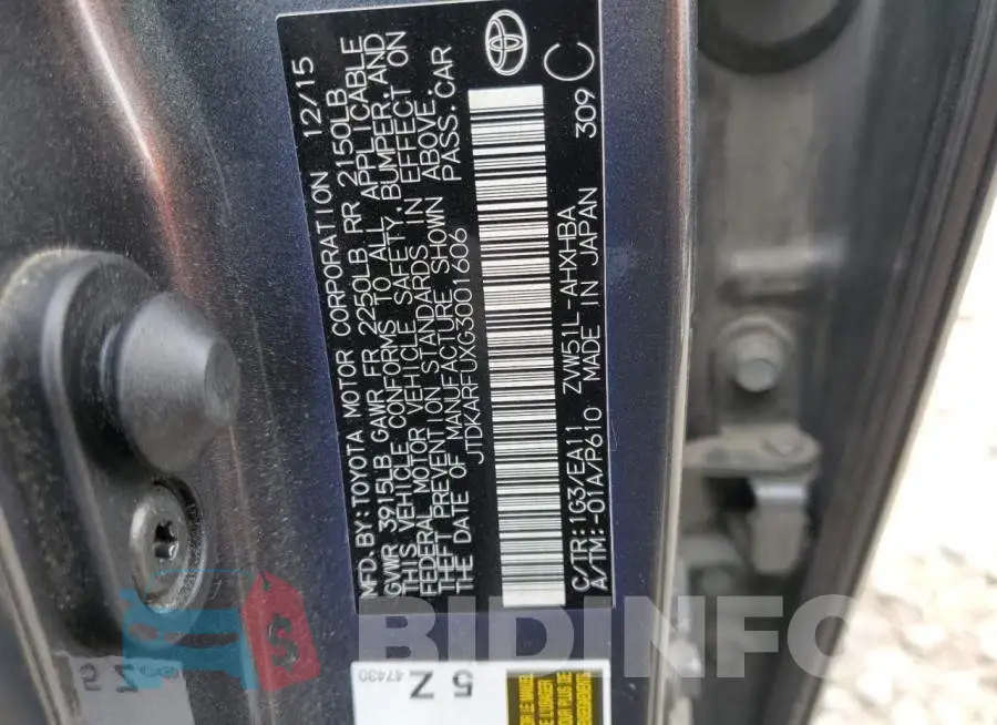 JTDKARFUXG3001606 Photo# 10