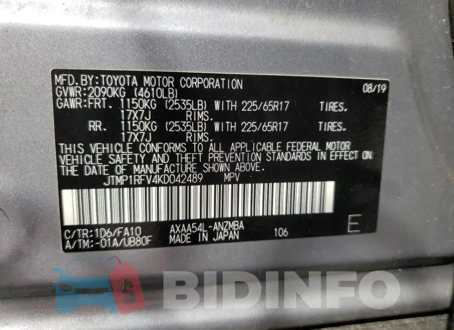 JTMP1RFV4KD042489 Photo# 10