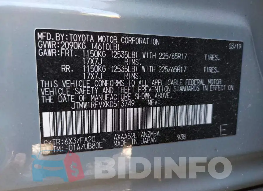 JTMW1RFVXKD513749 Photo# 10