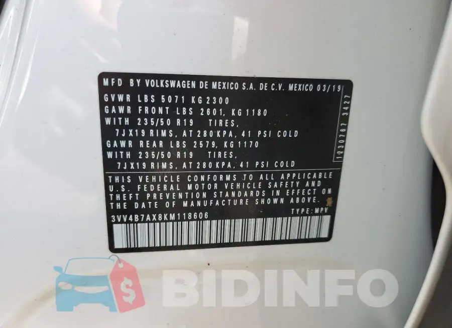 3VV4B7AX8KM118606 Photo# 10
