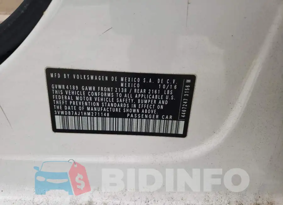 3VWDB7AJ1HM271148 Photo# 10