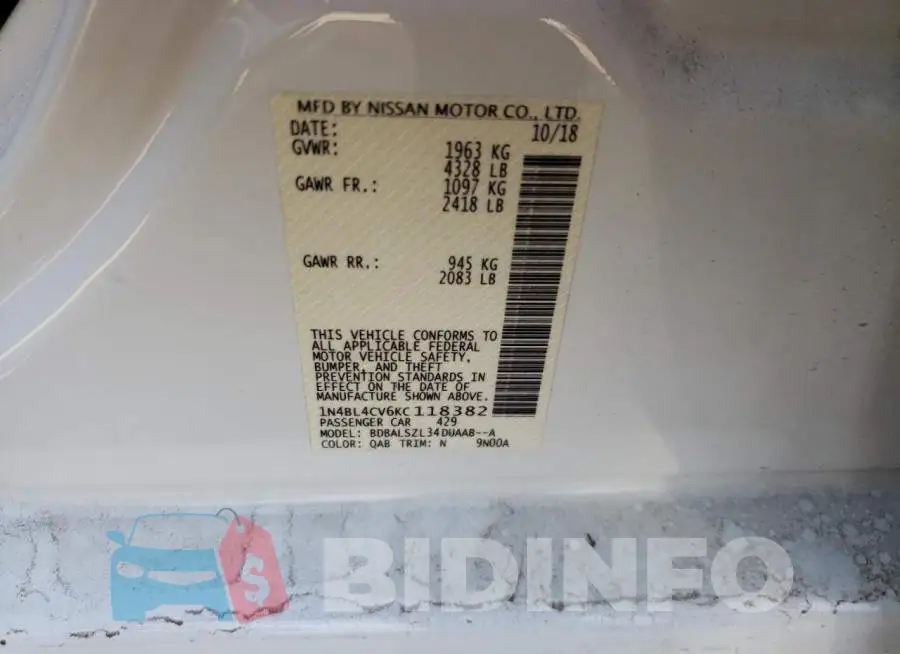 1N4BL4CV6KC118382 Photo# 10