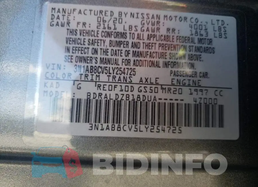 3N1AB8CV5LY254725 Photo# 10