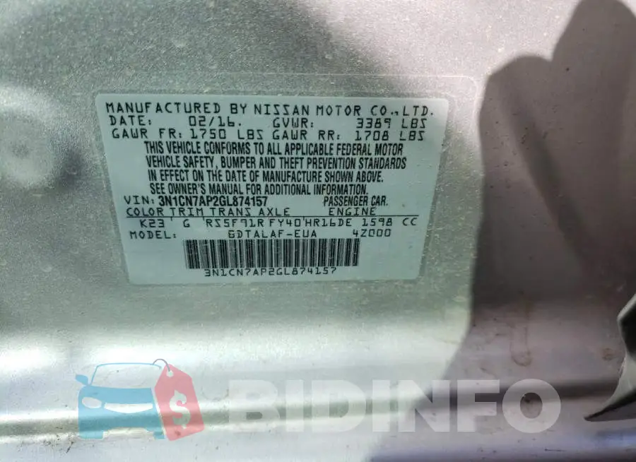 3N1CN7AP2GL874157 Photo# 10