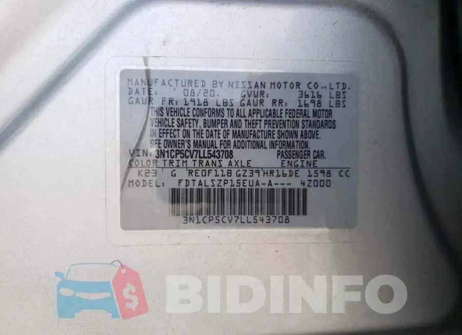 3N1CP5CV7LL543708 Photo# 10
