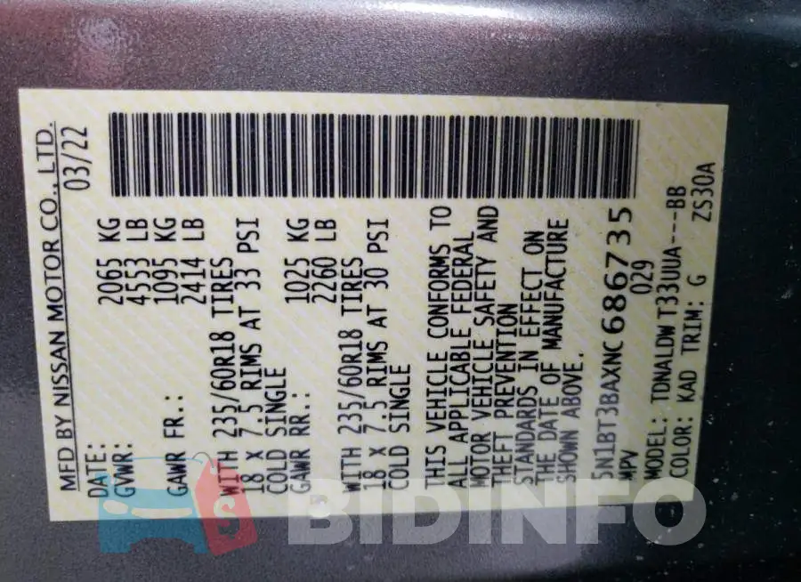 5N1BT3BAXNC686735 Photo# 10