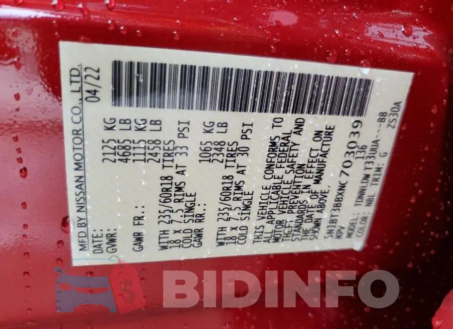 5N1BT3BBXNC703039 Photo# 10