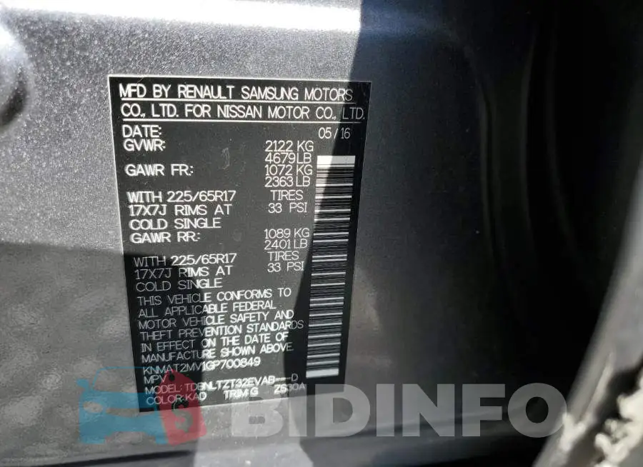 KNMAT2MV1GP700849 Photo# 10