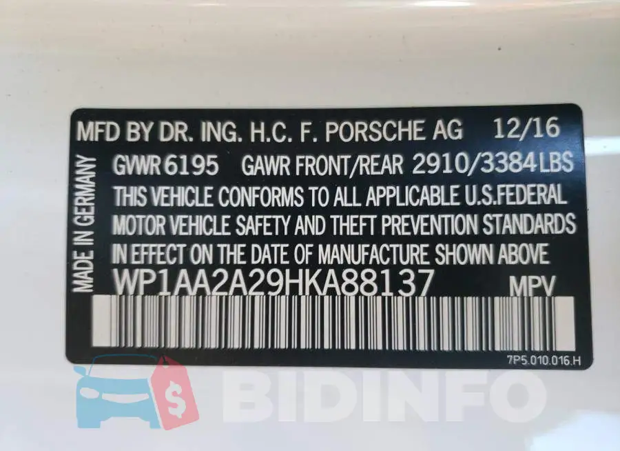 WP1AA2A29HKA88137 Photo# 10