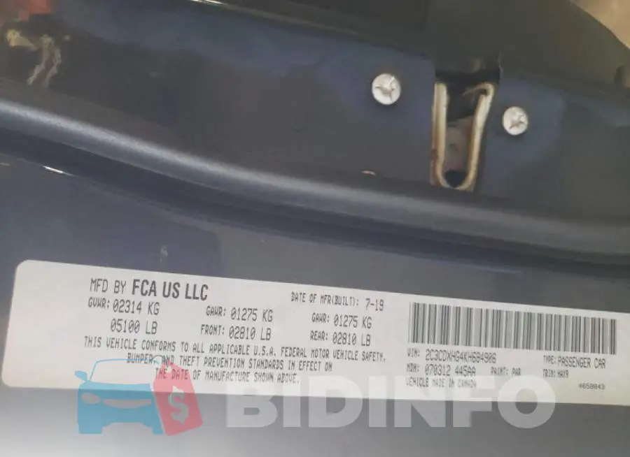 2C3CDXHG4KH684906 Photo# 10