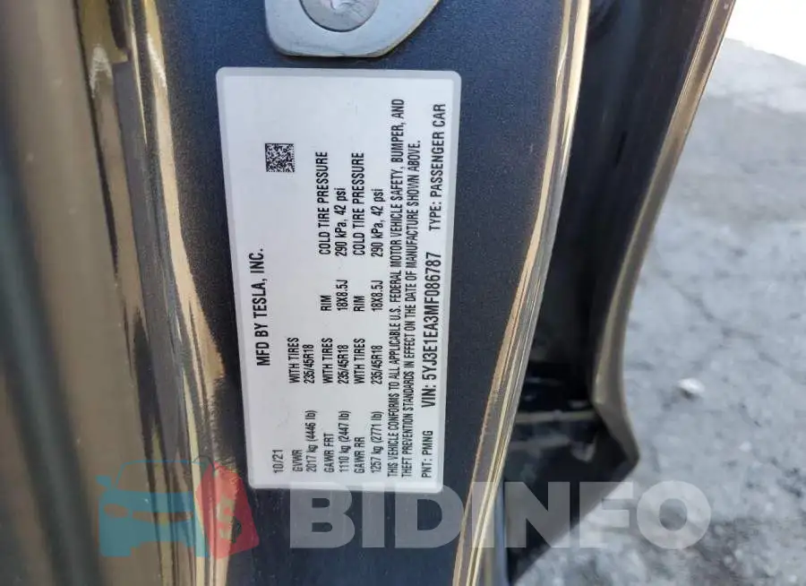 5YJ3E1EA3MF086787 Photo# 12