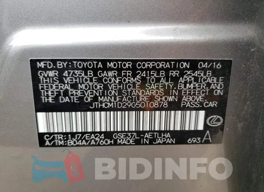 JTHCM1D29G5010878 Photo# 10