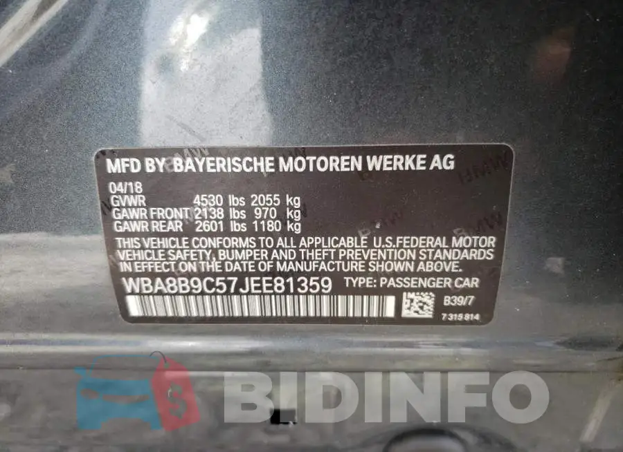 WBA8B9C57JEE81359 Photo# 10