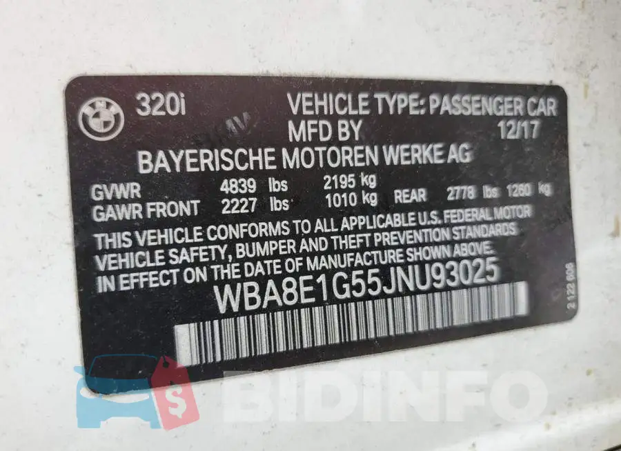 WBA8E1G55JNU93025 Photo# 10