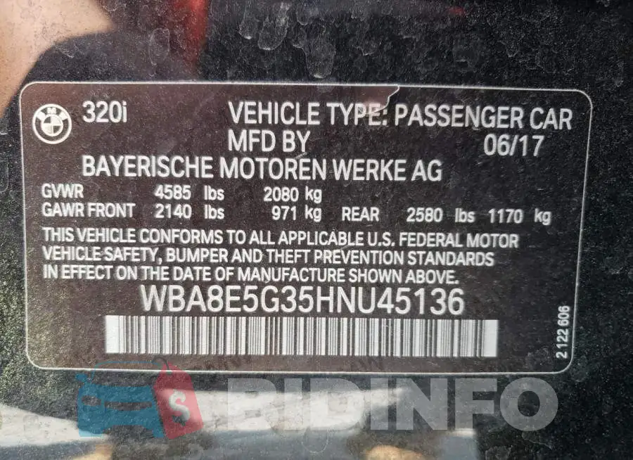 WBA8E5G35HNU45136 Photo# 10