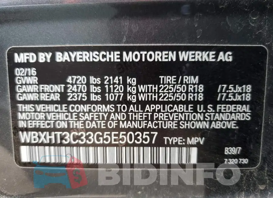 WBXHT3C33G5E50357 Photo# 10