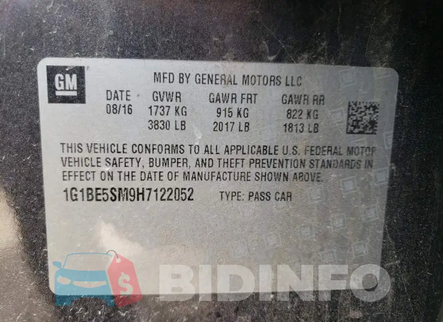 1G1BE5SM9H7122052 Photo# 10