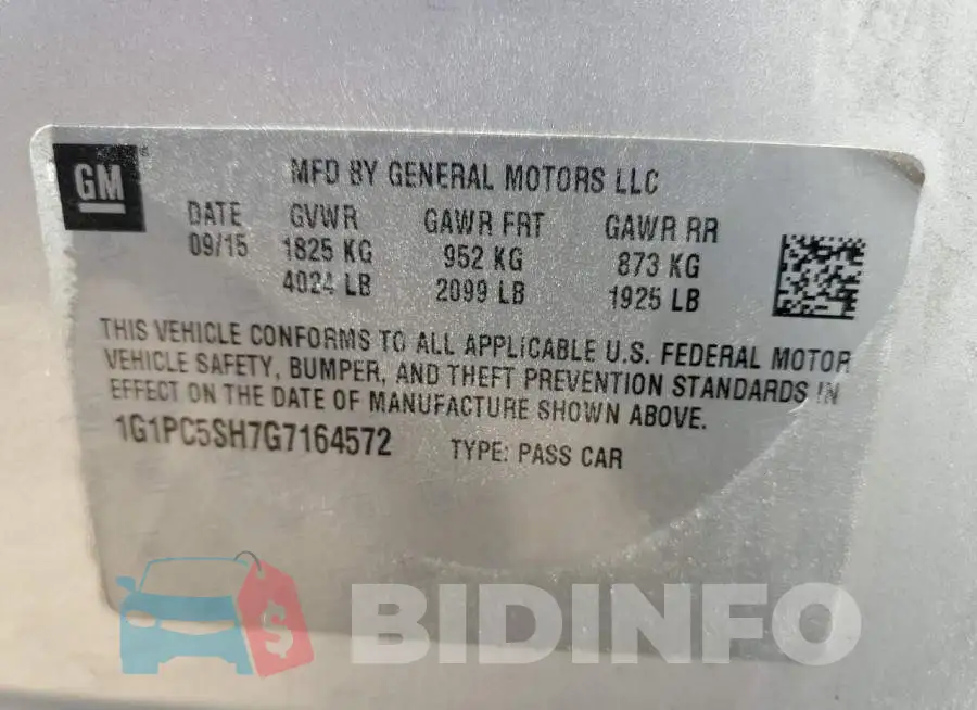 1G1PC5SH7G7164572 Photo# 10