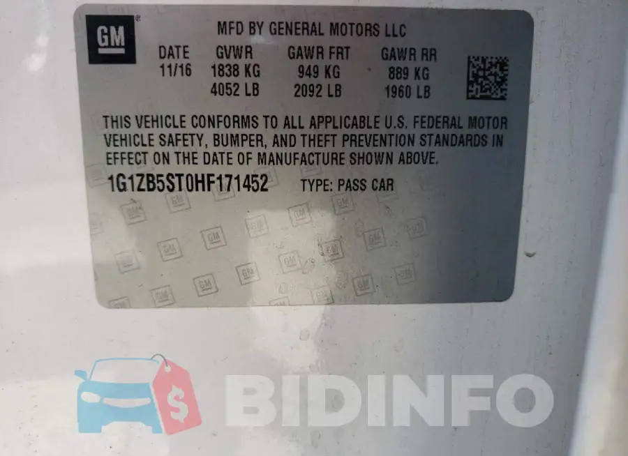 1G1ZB5ST0HF171452 Photo# 10