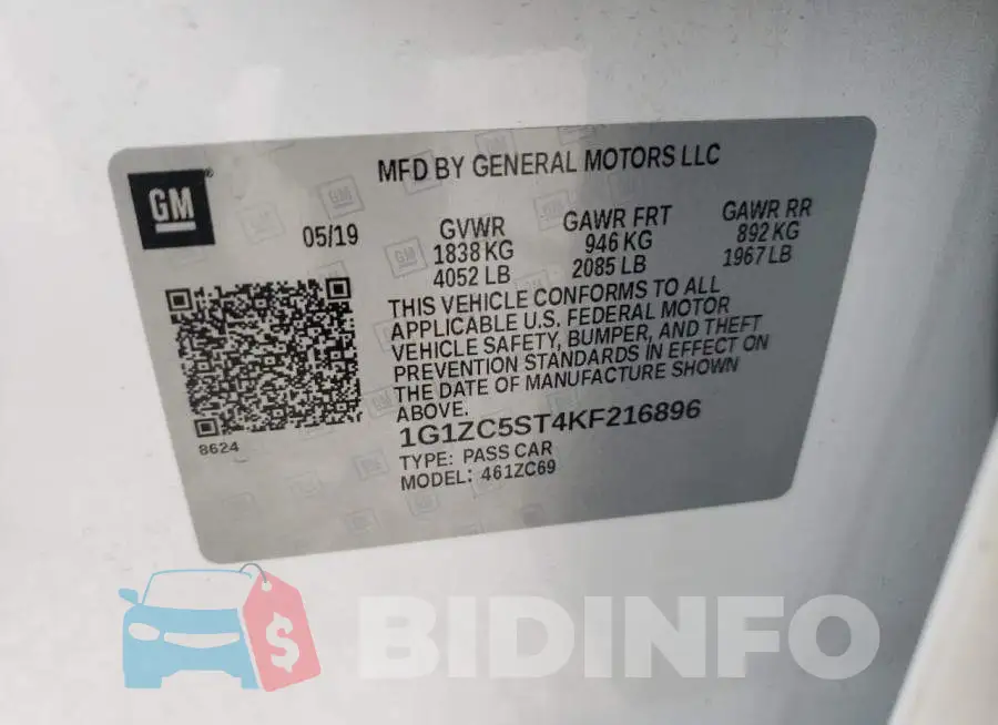 1G1ZC5ST4KF216896 Photo# 10