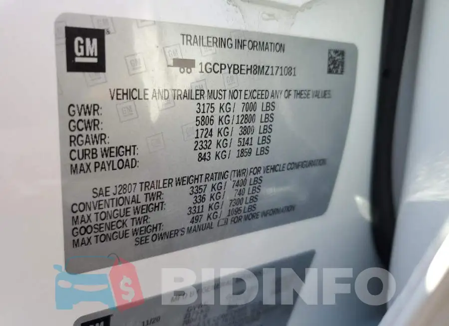 1GCPYBEH8MZ171081 Photo# 10