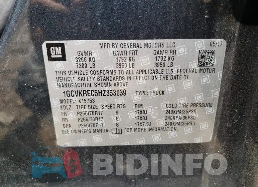1GCVKREC5HZ353039 Photo# 10