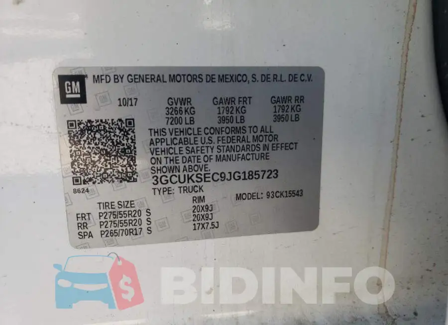3GCUKSEC9JG185723 Photo# 10