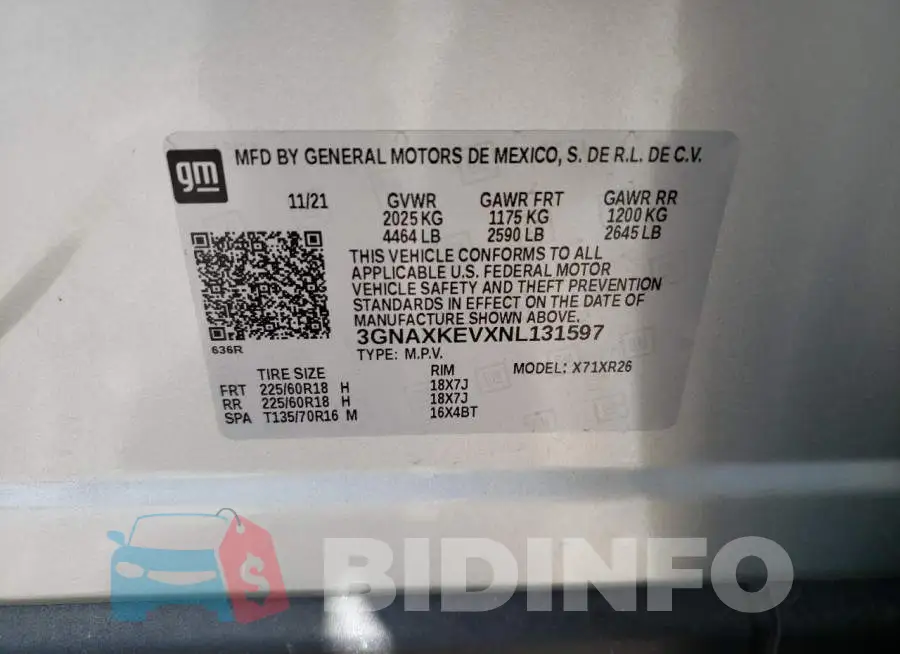 3GNAXKEVXNL131597 Photo# 10