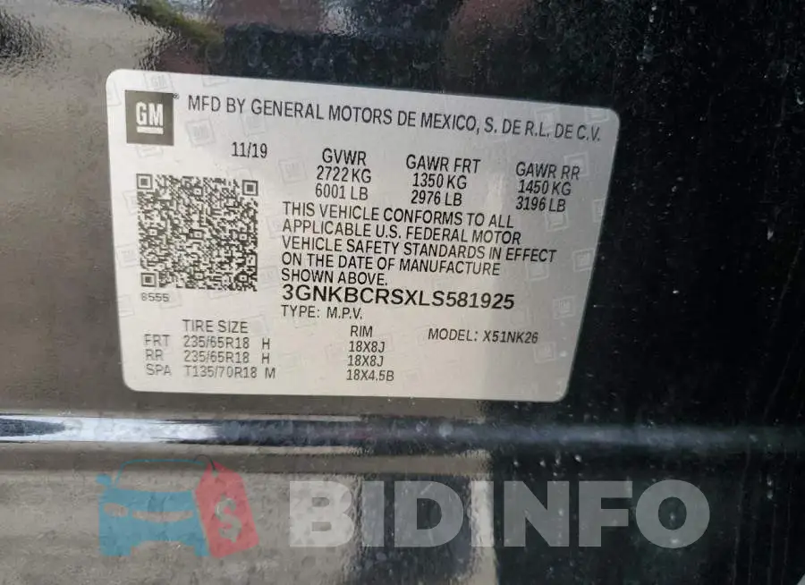3GNKBCRSXLS581925 Photo# 10