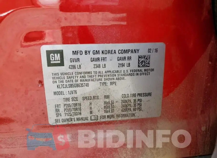 KL7CJLSB5GB635740 Photo# 10