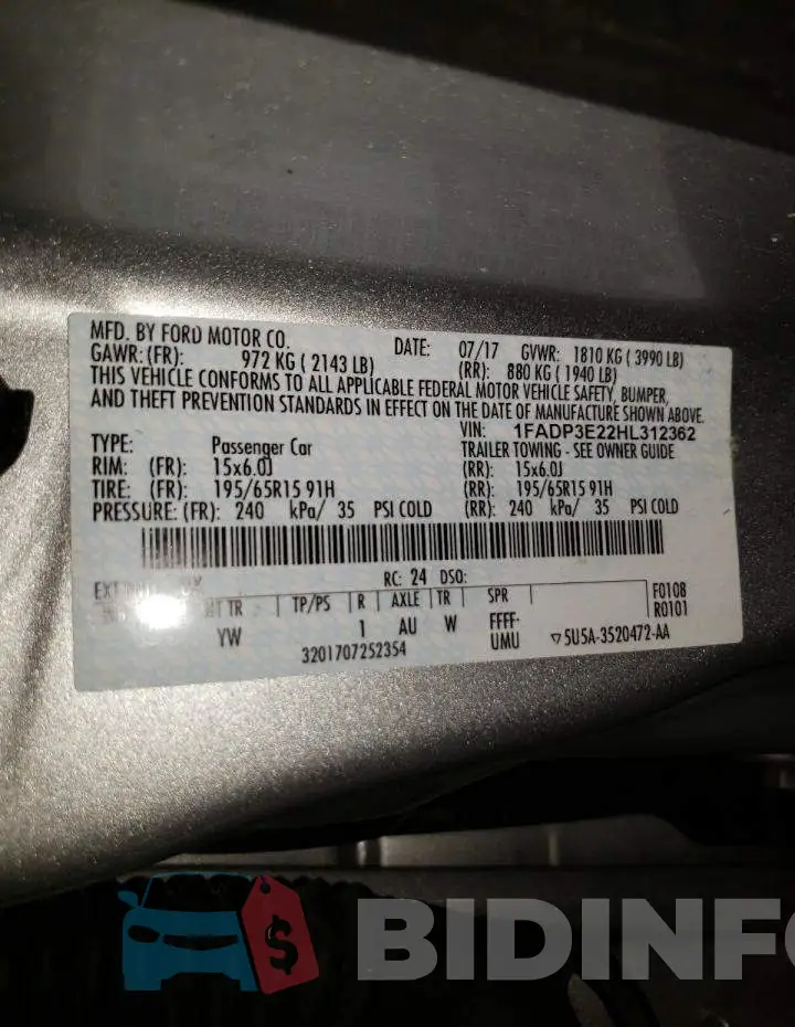 1FADP3E22HL312362 Photo# 10