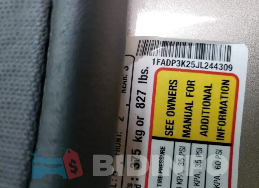 1FADP3K25JL244309 Photo# 10