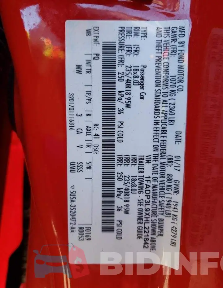 1FADP3L9XHL221842 Photo# 10
