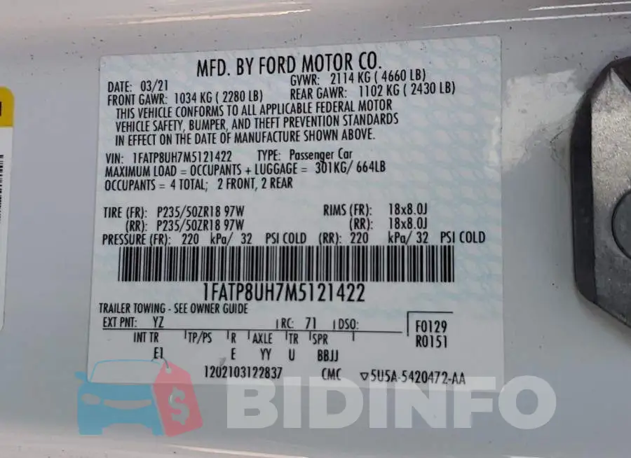 1FATP8UH7M5121422 Photo# 12