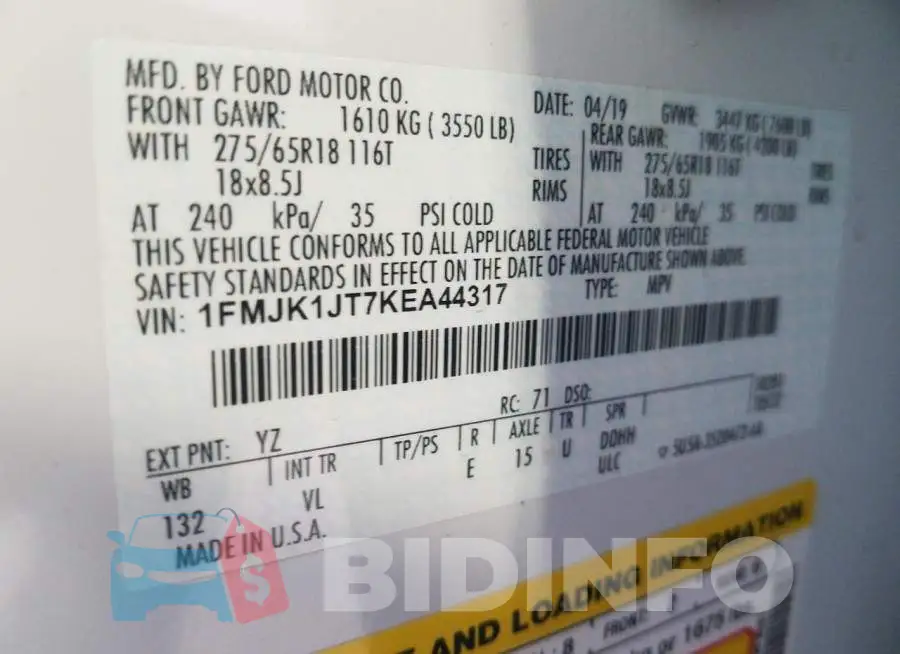 1FMJK1JT7KEA44317 Photo# 10