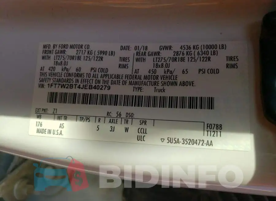 1FT7W2BT4JEB40279 Photo# 10