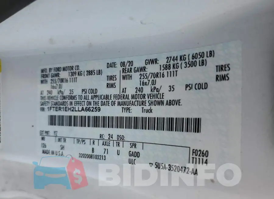 1FTER1EH2LLA66259 Photo# 10