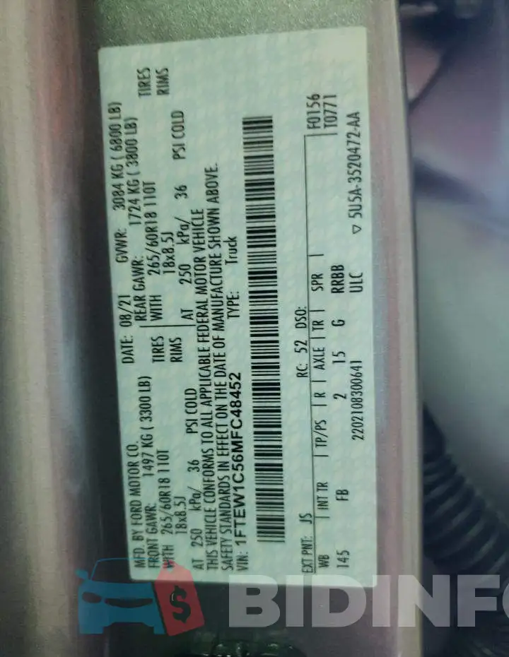 1FTEW1C56MFC48452 Photo# 10