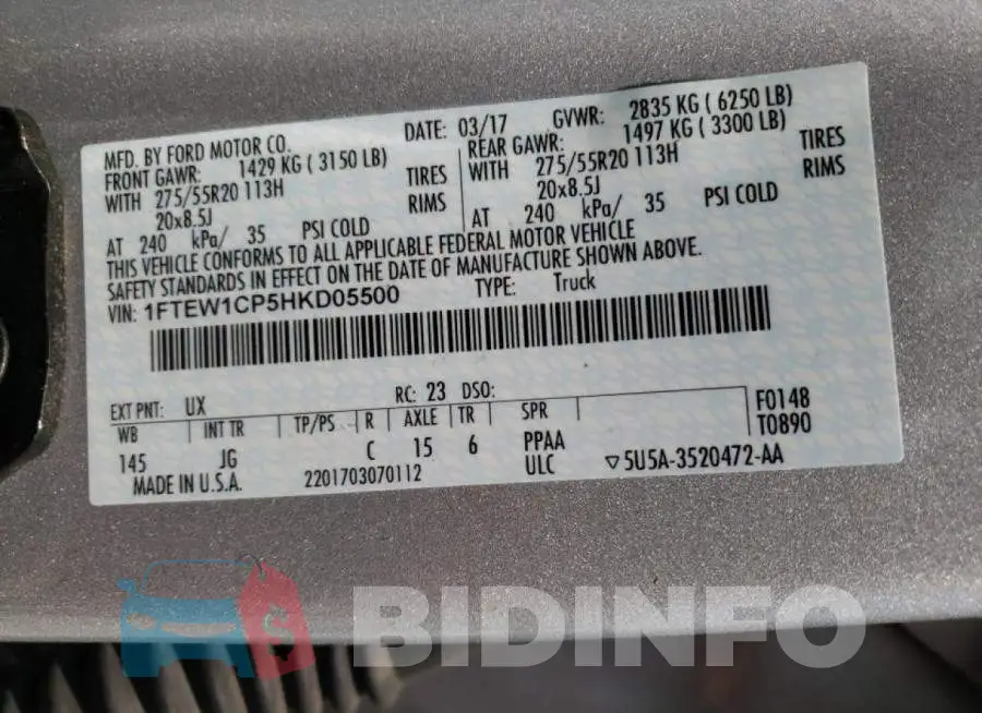 1FTEW1CP5HKD05500 Photo# 10