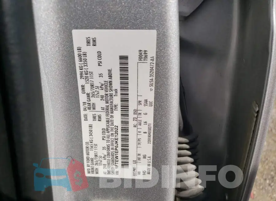 1FTEW1EP0JKE12022 Photo# 10