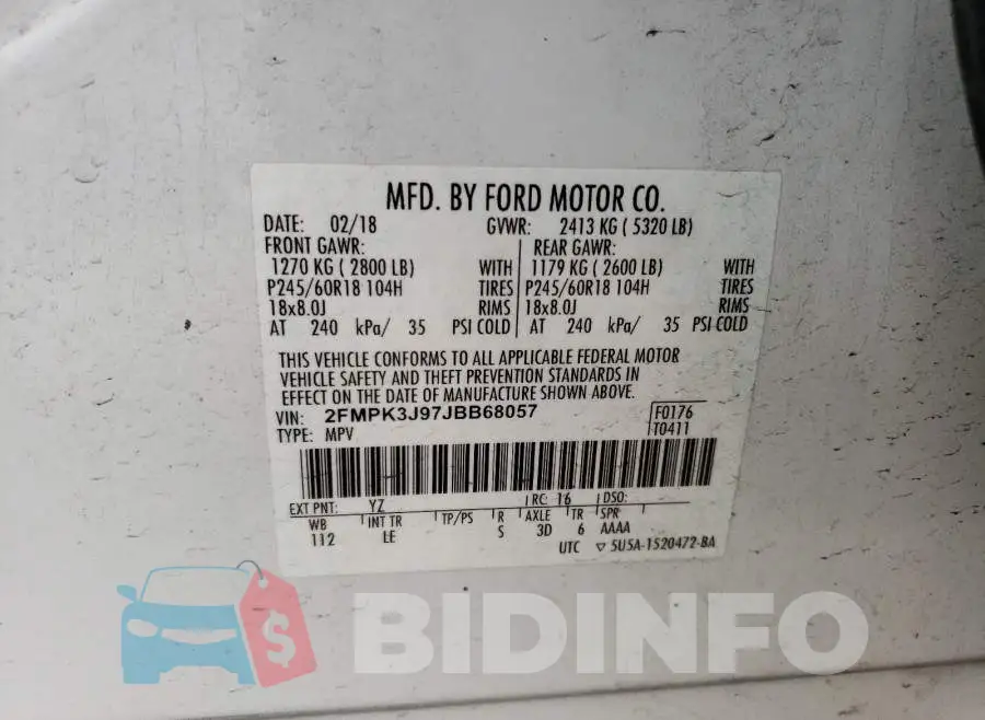 2FMPK3J97JBB68057 Photo# 10