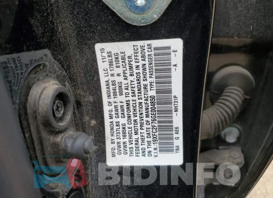 19XFC2F76GE004850 Photo# 10