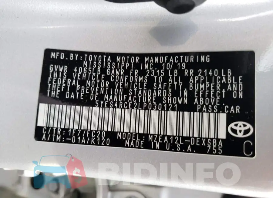 5YFS4RCE2LP030121 Photo# 10