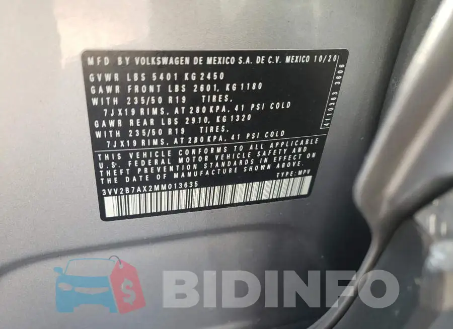 3VV2B7AX2MM013635 Photo# 10